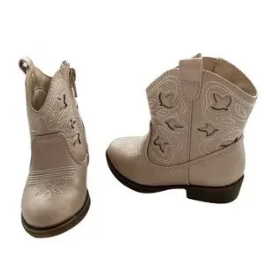 Kids rose gold tan Cowboy Boots size 6 cat and jack